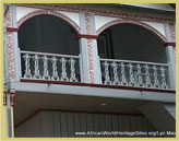 Detail of some fine woodwork on the balcony of one of the main buildings at the Royal Hill of Ambohimanga UNESCO world heritage site (Madagascar) 