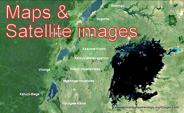 Maps & Google Earth Satellite Images of Bwindi Impenetrable National Park, Uganda