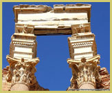 Arch at the Roman Archaeological Site of Leptis Magna UNESCO world heritage site, Libya 
