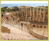 The magnificent Roman theatre at the Archaeological Site of Leptis Magna UNESCO world heritage site, Libya