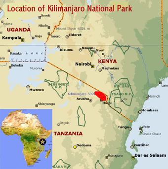 Location Map Kilimanjaro National Park UNESCO World Heritage Site Tanzania 