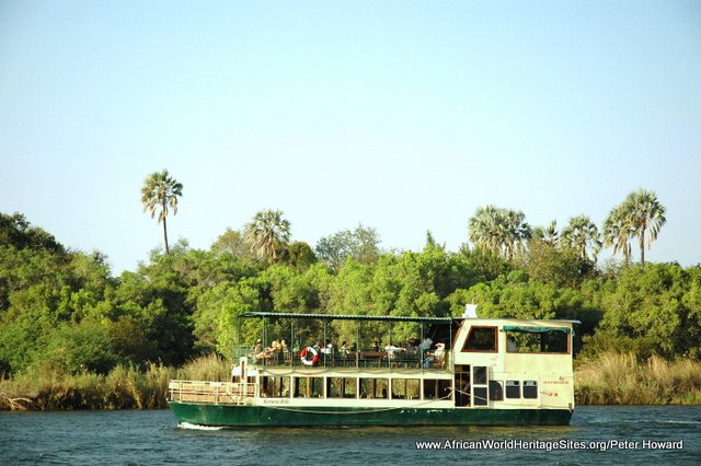One of the cruise boats that offers visitors the opportunity to experience wild Africa on the Zambezi River above Victoria Falls