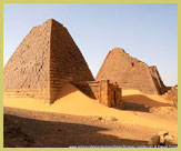 Pyramids at the ‘Archaeological Sites of the Island of Meroe’ UNESCO world heritage site (Sudan), one of five places featured in the ‘Ancient Civilisations of the Nile’ category
