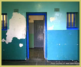 Notorious prison cell block where Nelson Mandela and other ANC activists were held on Robben Island UNESCO world heritage site (South Africa)