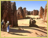 Tuareg guides amongst the sandstone geology of Tassili N'Ajjer National Park (Algeria) 