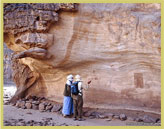 Examining one of the open air rock-art galleries at Tassili N'Ajjer National Park & UNESCO world heritage site in Algeria (north Africa)