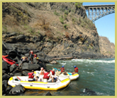 White water rafting, bungy jumping and other sporting events are carried out around the Victoria Falls National Park world heritage site (Zambia/Zimbabwe border)