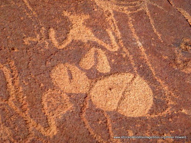 Engravings of animal footprints are commonly depicted at 'points of departure' in the rock-art landscape at Twyfelfontein