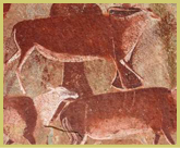 Eland depicted in San rock art at  Kamberg Nature Reserve within the uKhahlamba - Drakensberg park world heritage site in South Africa