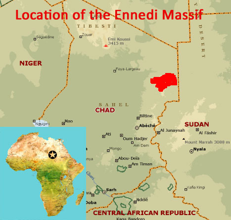 Map showing the location of the Ennedi Massif (Chad), a possible future World Heritage Site