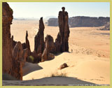 Spectacular sandstone structures, the result of thousands of years of wind and water erosion, dominate the landscape of the Ennedi Massif (Chad)