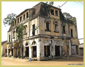 One of the derelict French colonial buildings in the historic town of Grand-Bassam UNESCO world heritage site (Cote d'Ivoire)