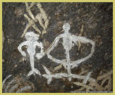 White kaolin-based anthropomorphs are typical features of more recent rock art in the Kondoa rock art world heritage site, Tanzania (Africa)