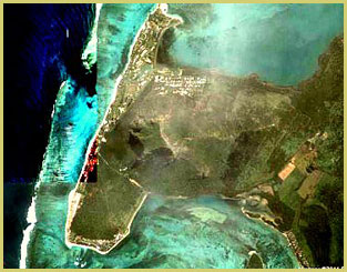 Satellite view of Le Morne cultural landscape, one of the UNESCO cultural world heritage sites of the Indian Ocean Islands of Madagascar & Mauritius