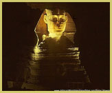 The Sphinx floodlit during the daily Sound and Light Show, iconic symbol of the UNESCO world heritage site covering Memphis and the pyramid fields from Giza to Dahsur near Cairo, Egypt