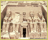 Facade of the Sun Temple of Ramses II at Abu Simbel, part of the Nubian Monuments UNESCO world heritage site, Egypt