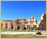 The magnificent 3-storey Roman theatre at the Archaeological Site of Sabratha UNESCO world heritage site, near Tripoli, Libya