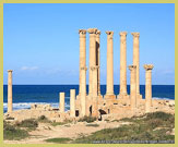 The Temple of Isis stands close to the Mediterranean shore at the Roman Archaeological Site of Sabratha UNESCO world heritage site, near Tripoli, Libya