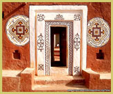 Exquisite bas-relief ornamentation of a doorway at Oualata, one of the ancient ksour of Mauritania to be designated as a UNESCO world heritage site