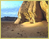 Sahara Desert sand and rock formation in the Tassili N'Ajjer National Park & UNESCO world heritage site in Algeria (north Africa)