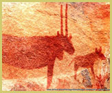Rock-art image of an oryx in the Tsodilo Hills world heritage site, Botswana